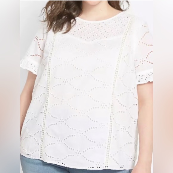 Lane Bryant Tops - Lane Bryant Ivory Eyelet Blouse Top Size 22 Plus Size NWT 100% Cotton